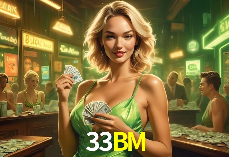 Escena dinámica inspirada en casino con iluminación 33BM, cartas, fichas e íconos de juegos digitales en un espacio moderno de juegos.